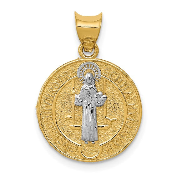 14K Yellow and White Gold San Benito Medal Pendant / Weight: 1.6 GR