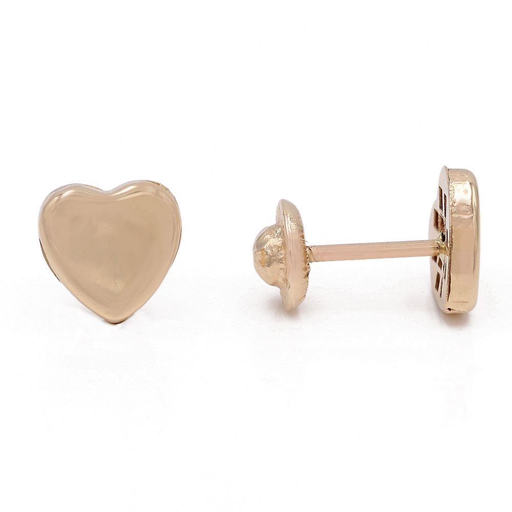 14k Yellow Gold Heart Stud Earrings