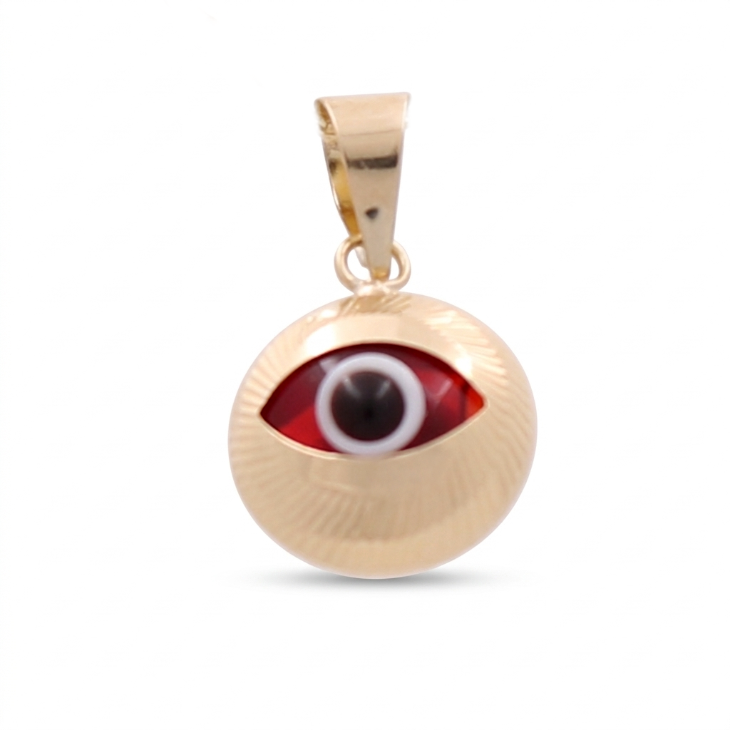 10K Yellow Gold Red Eye Pendant / Weight: 0.9 GR