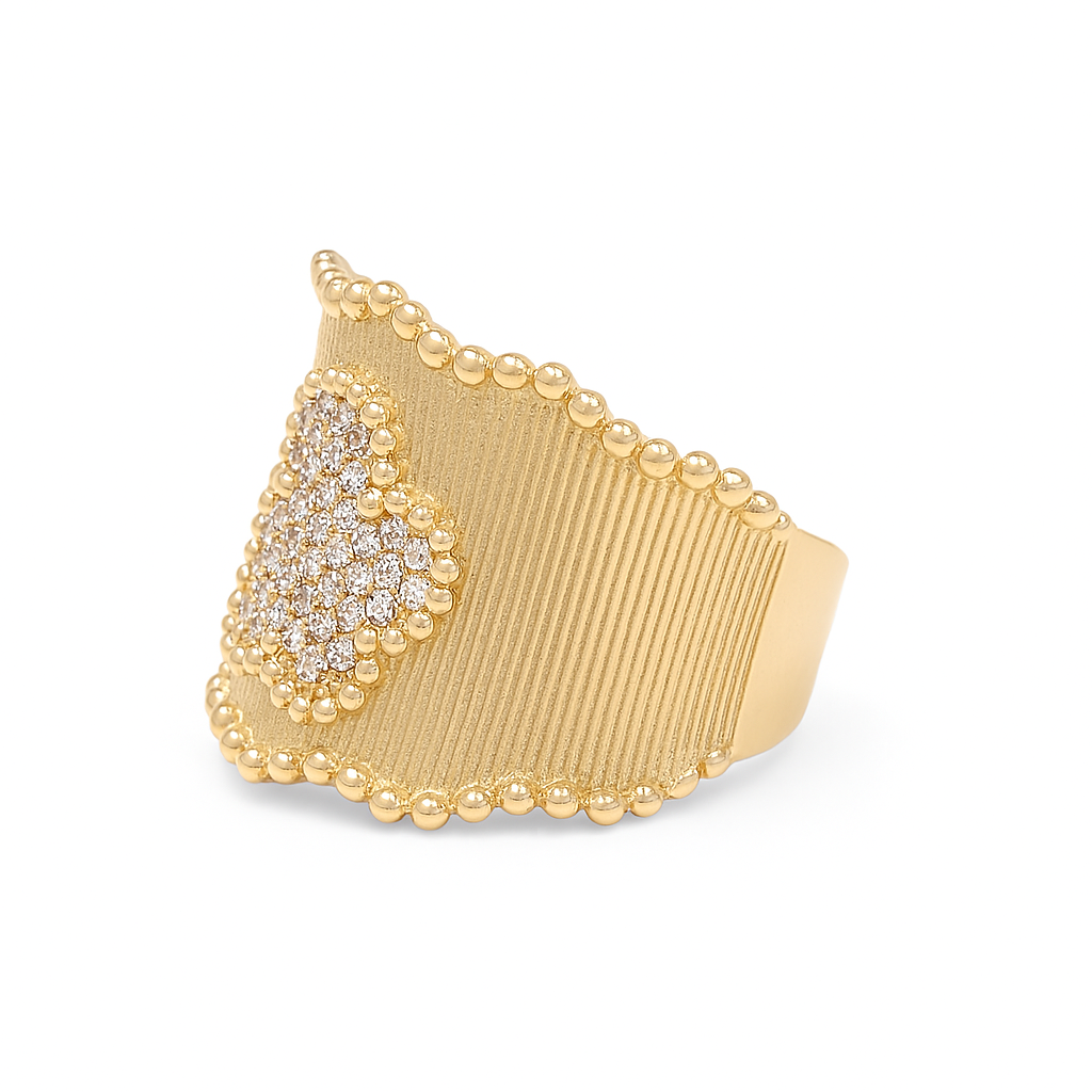 14K Yellow Gold Fashion Women's Ring with Cz / Size: 7.5 / Weight: 4.8 GR / DQWR4FS-74