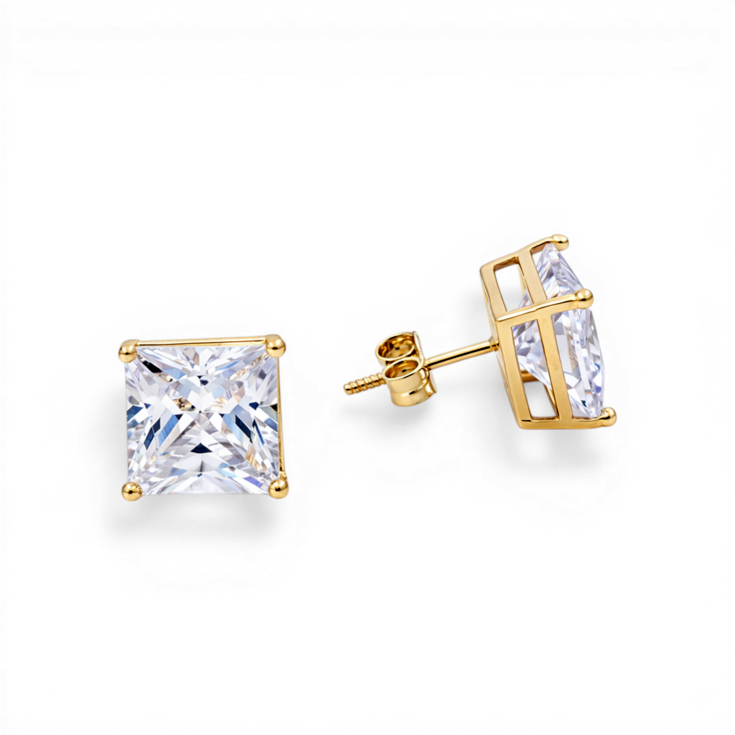 14k Yellow Gold Stud Earrings With Cz / 6-398101PS9