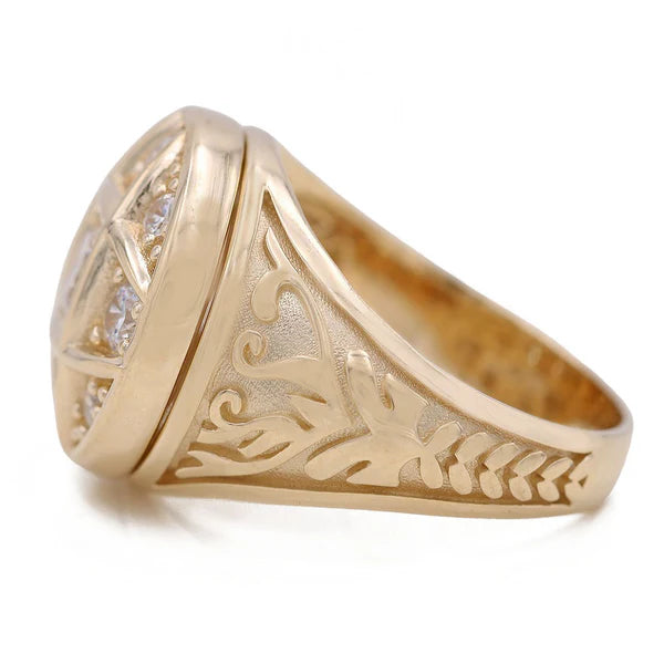 10K Yellow Gold Men’s Rosetta Style Ring /Size 11 / Weigh 12.7 GR / COMR0FS-1