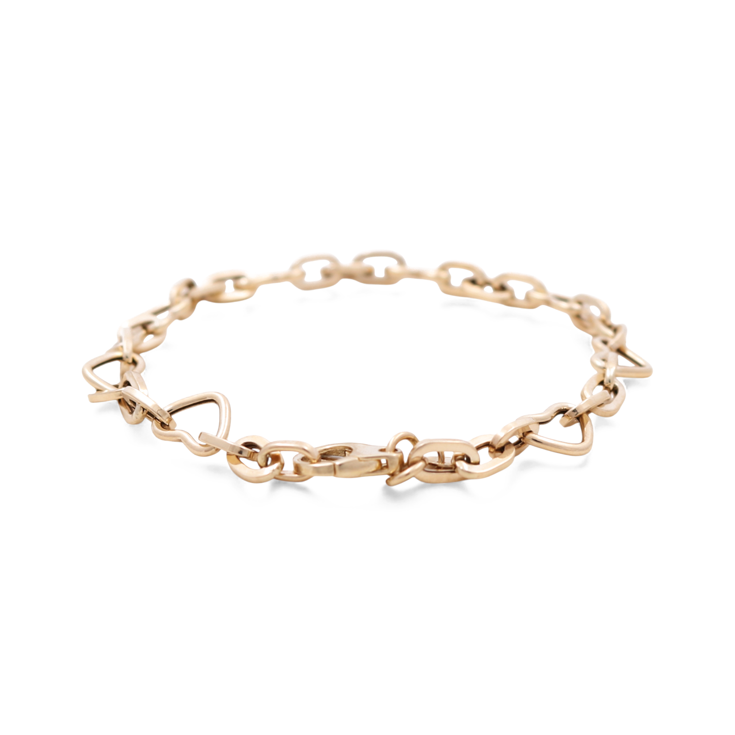 14K Yellow Gold Hearts Women's Bracelet / Size: 7.75" / Weight: 3.8 GR / ICWB4HR-1