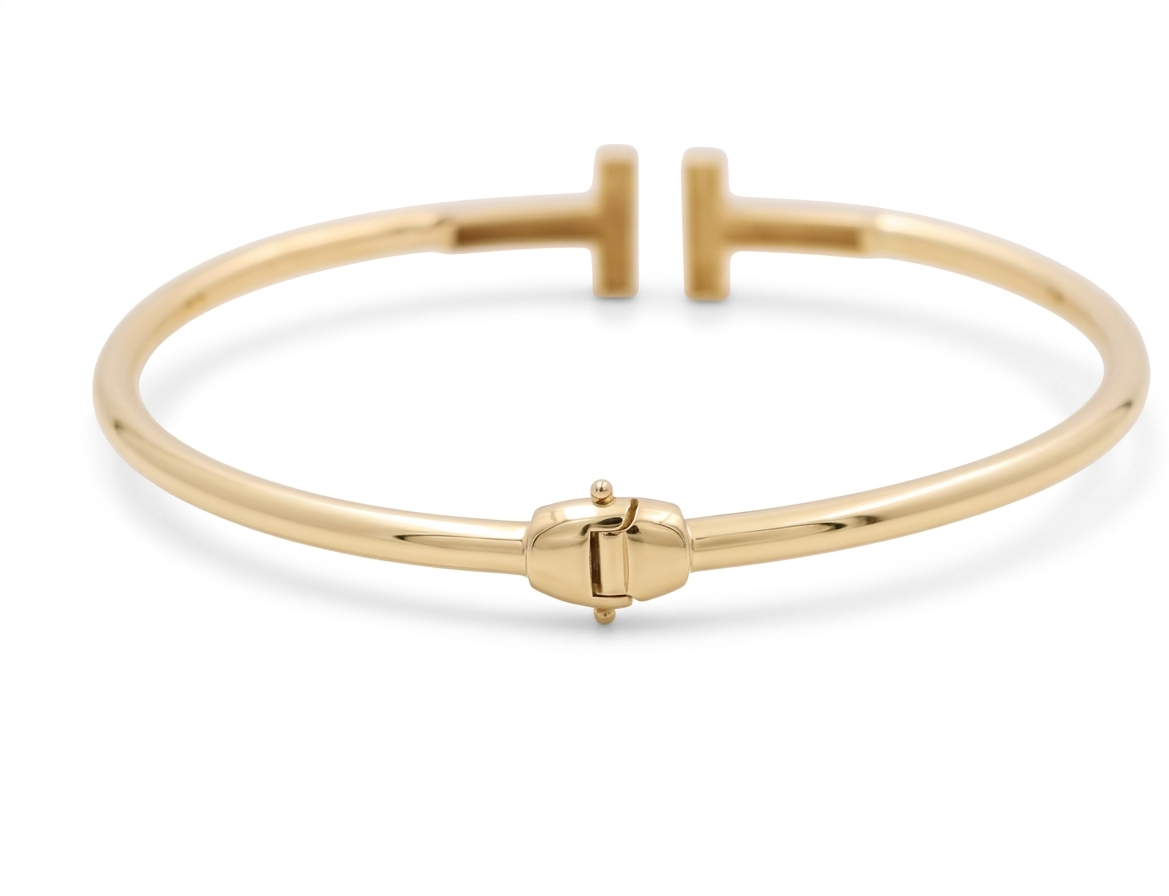 14K Yellow Gold SemiSolid Fashion Bangle Bracelet / Weight: 7.2GR