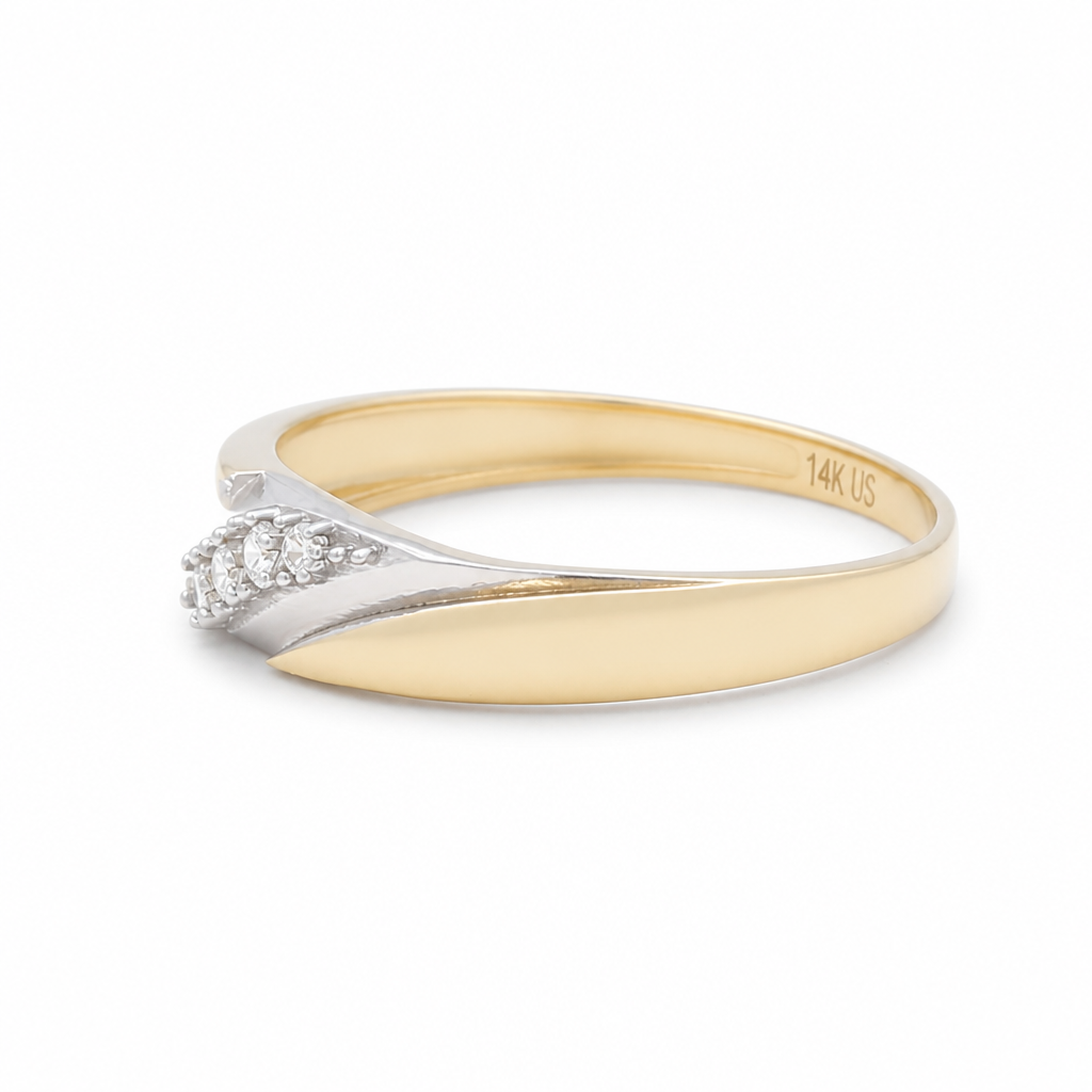 14K Yellow and White Gold Men's Wedding Band / Stone: Cz / Size: 10 / Weight: 1.9 GR