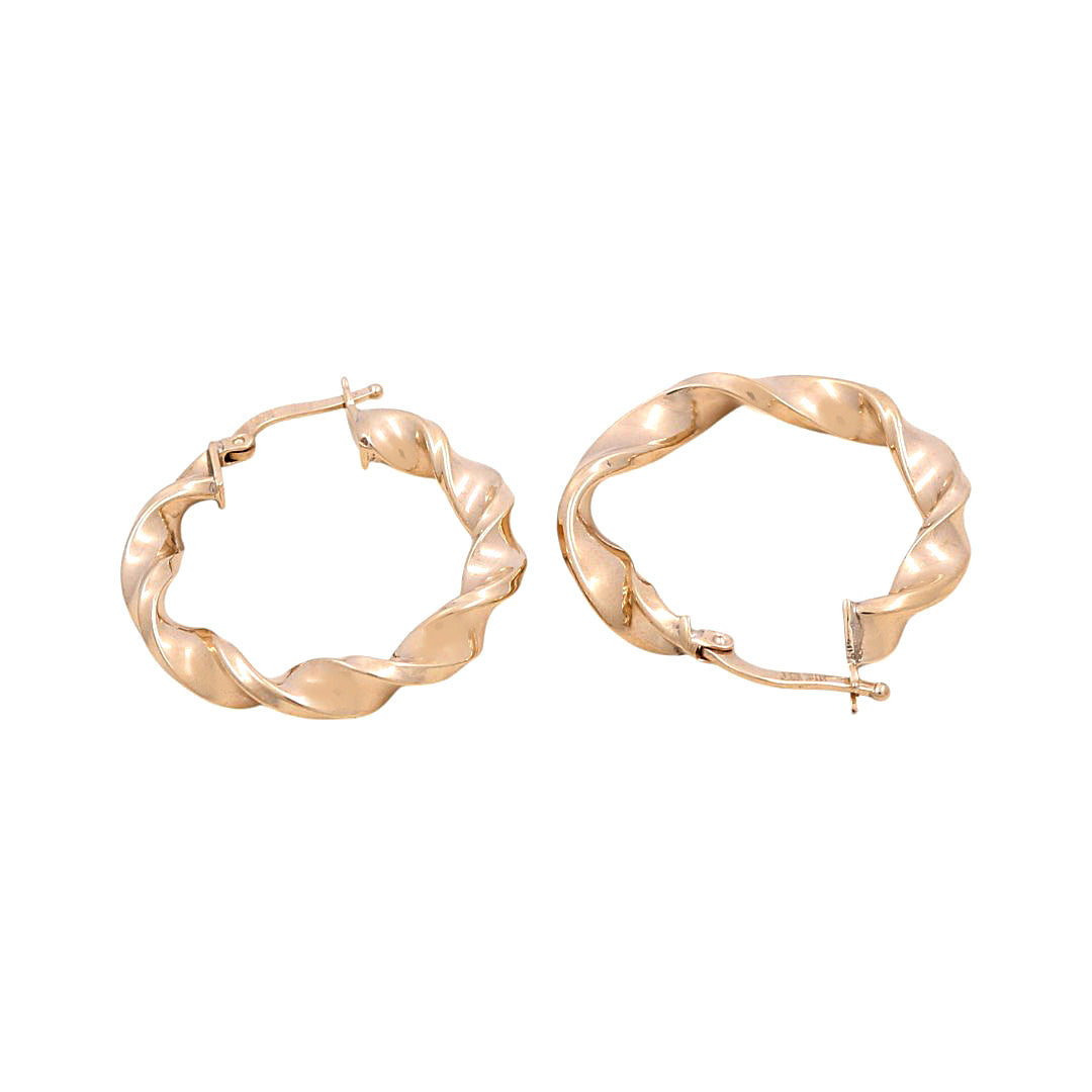 10K Yellow Gold Twist Hoops Earrings / Size: 4mm X 23mm / Weight: 2.8 GR / KOEH0TR4x23