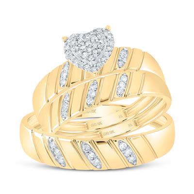 10k Yellow Gold Diamond Trio Bridal Set / Size:7 & 10 / 188363