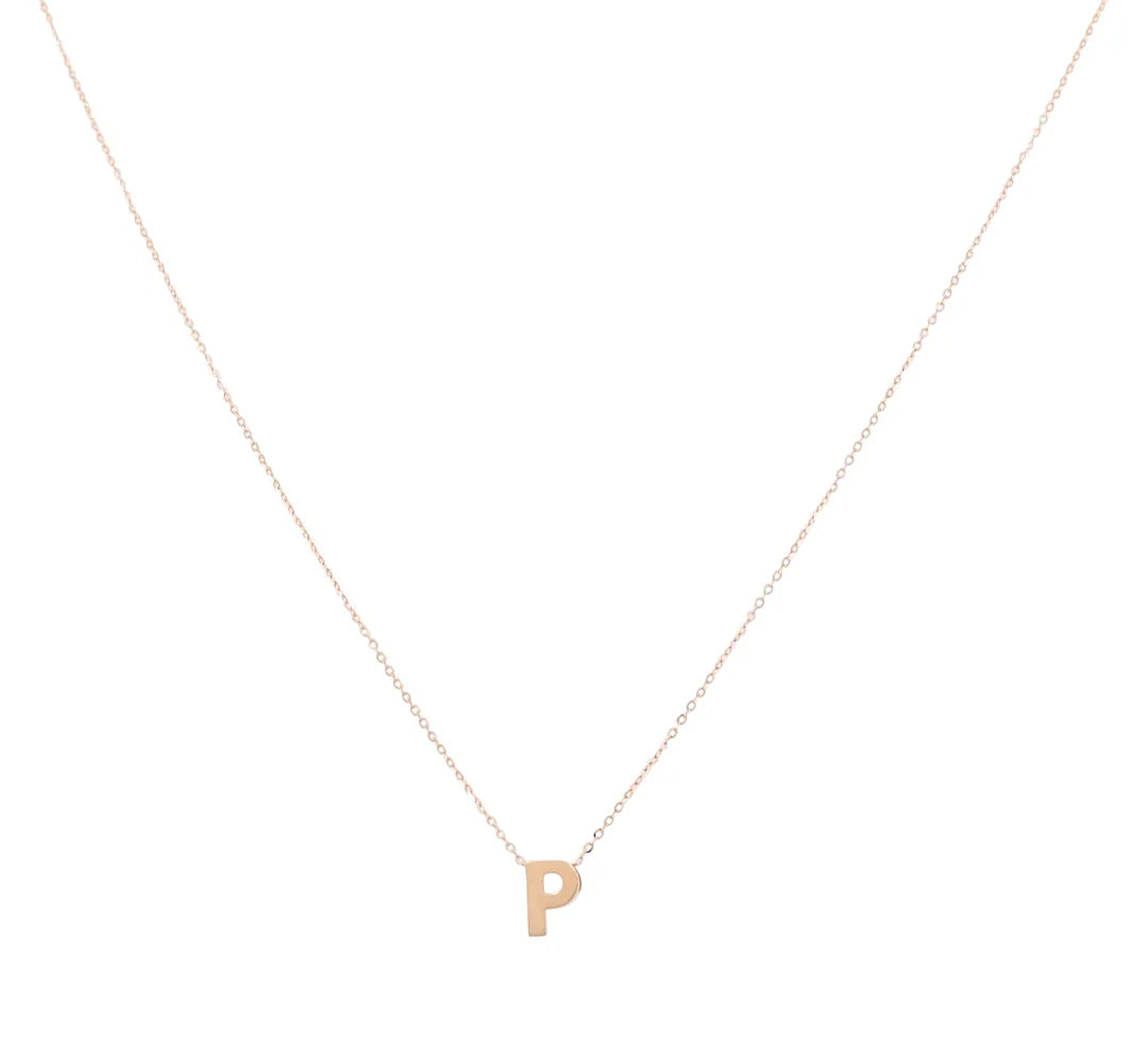 14K Yellow Gold Initial P Necklace / Size: 18"