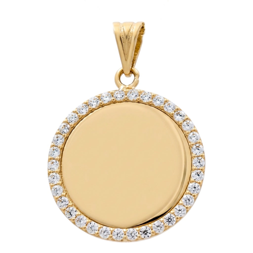 10K Yellow Gold Medal Pendant with Cz Stone/ Size: 31mm / Weight: 4.9gr / COPD0MD-1