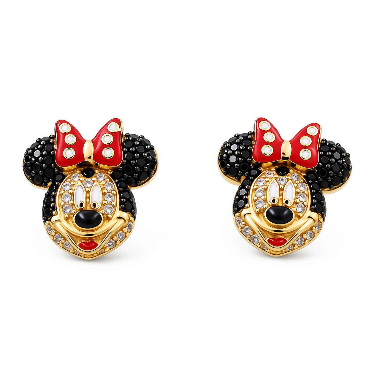 10K Yellow Gold Minnie's Stud Earrings with Cz / Weight: 2.6 GR / P26C-3