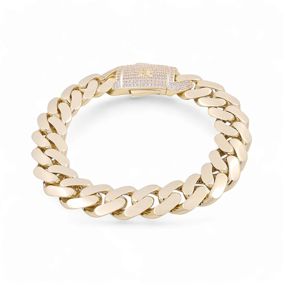 14K Yellow Gold Semisolid Monaco Bracelet / Stone: Cz / Size: 13mm 8.5" / Weight: 22.1 GR / MOMB4MON13-8.5