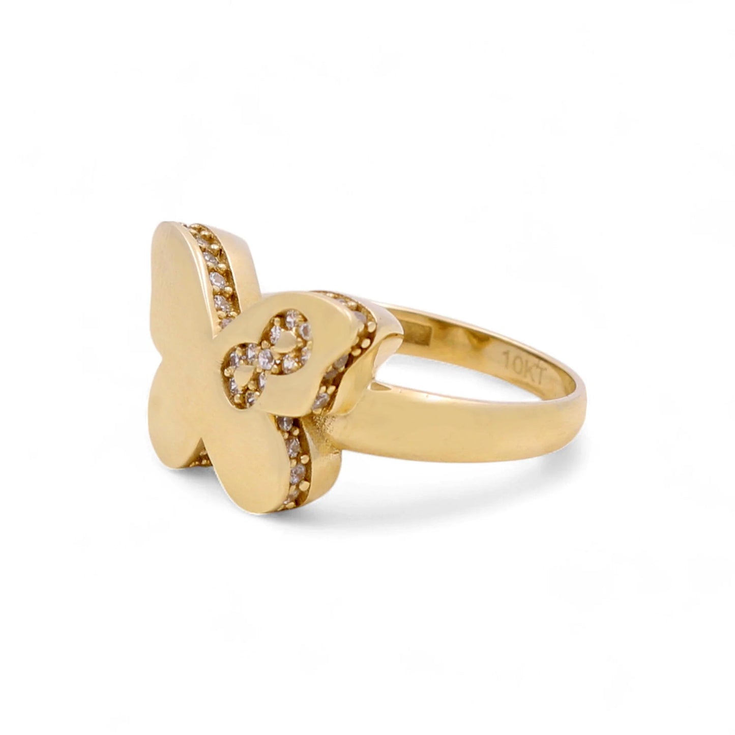 10K Yellow Gold Butterfly Women's Ring with Cz / Size: 8.5 / Weight: 2.6 GR / DQWR0BF