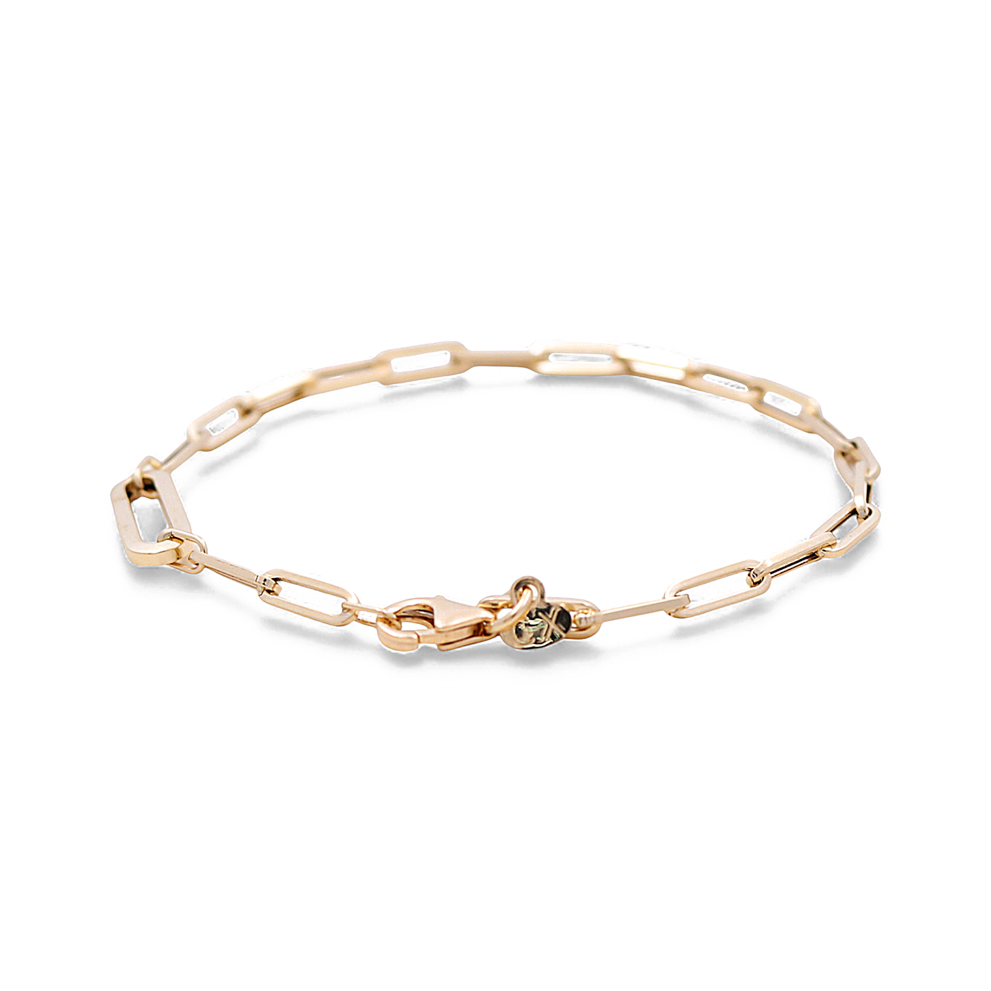 14K Yellow Gold Paper Clip Women's Bracelet / Size: 7 " / Weight: 1.9 GR / ICWB4PC