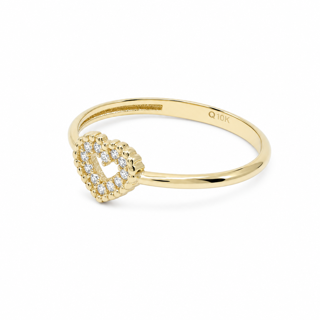 10K Yellow Gold Heart Women's Ring / Size: 8 / Stone: Cz / Weight: 1.1 GR / DQWR0HR-28