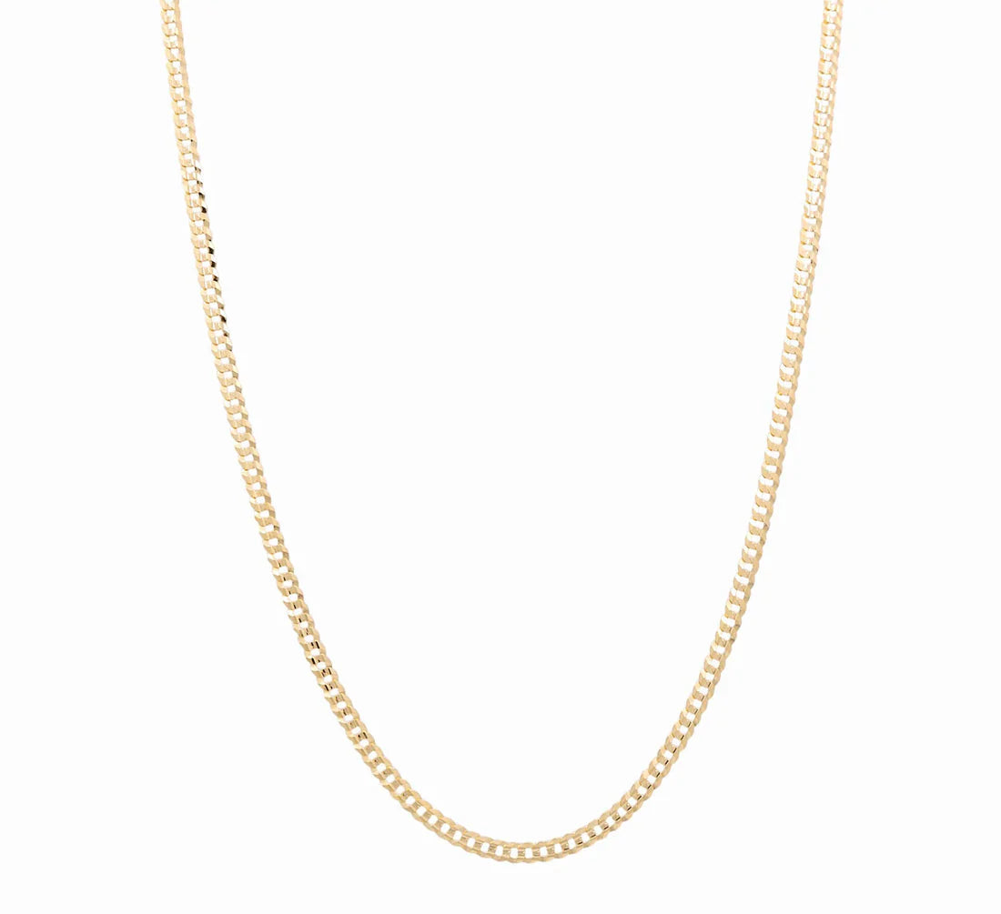 14K Yellow Gold Flat Curb Chain / Size: 4mm 22" / Weight: 10.7 GR / FCCSCH4CB4-22