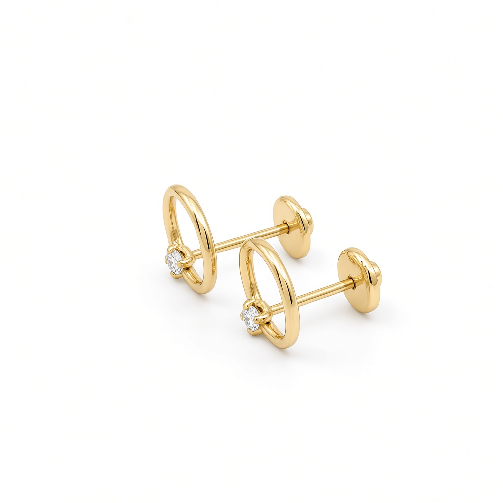 14K Yellow Gold Fashion Stud Earrings with Cz / 6-339901PS