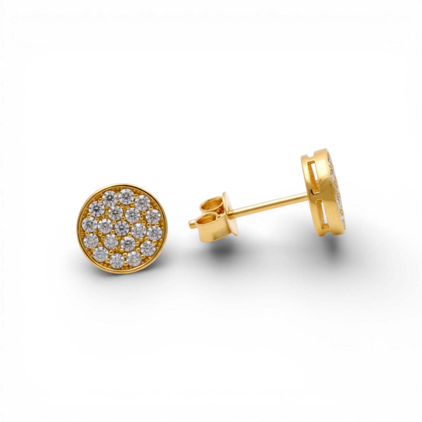10K Yellow Gold RD Fashion Stud Earrings with Cz / Weight: 1.6 GR