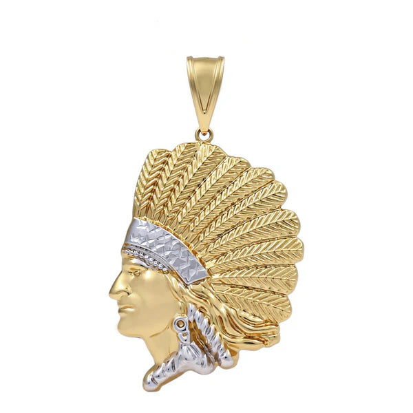 10K Yellow and White Gold Indian Head Pendant / Weight: 2.1 GR