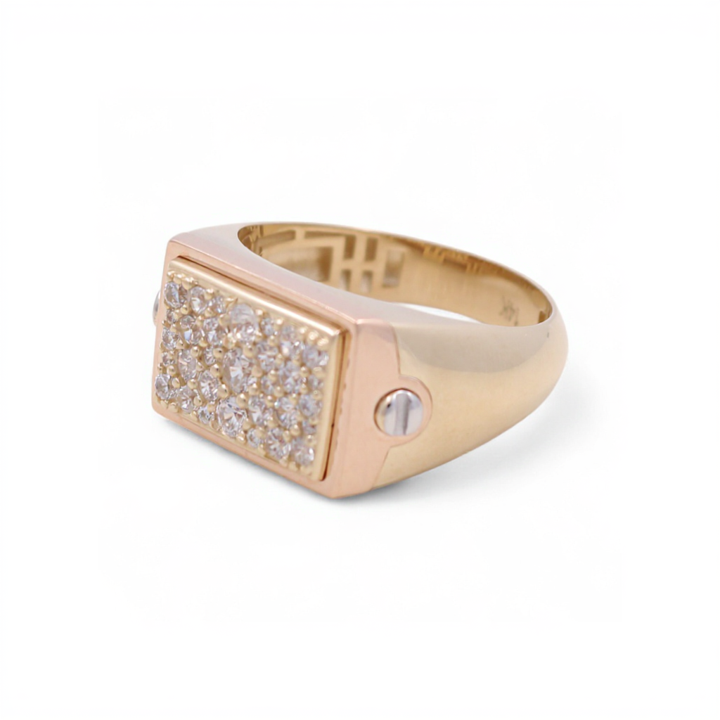 14K Yellow, White and Rose Gold Fashion Men's Ring / Size: 10.5 / Weight: 5.2 GR / DQMR3T4FS
