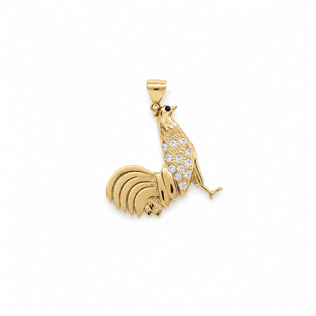 10K Yellow Gold Rooster Pendant with Cz / Stone: Cz / Size: Small / Weight: 1.9 GR / DQPD0GLL