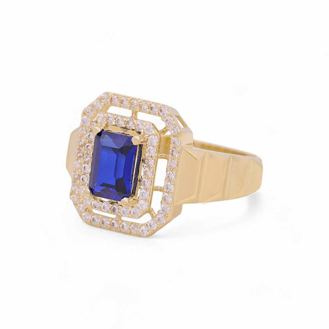 10K Yellow Gold Women's Fashion Ring with Blue Cz / Size: 7 / Weight: 2.5 GR / P53R-51