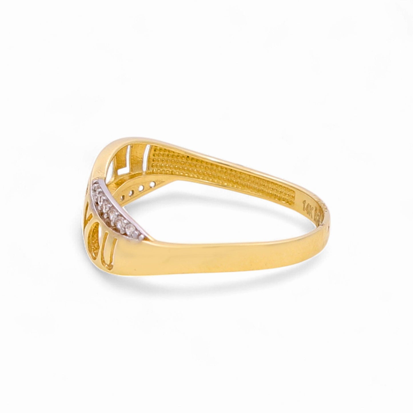 14k Two Tone Love Women's Ring with Cz / Weight 1.5 GR / COWRTT4LV
