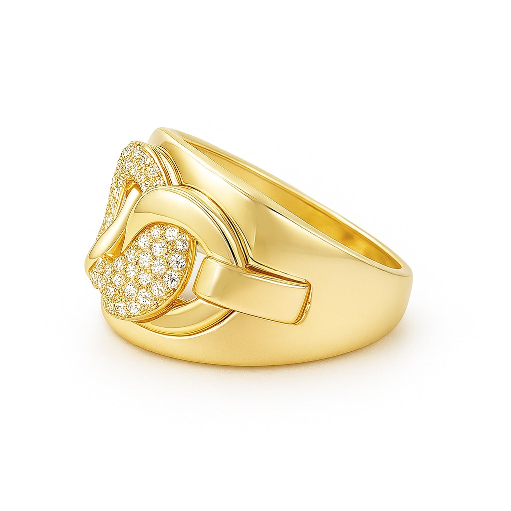 14K Yellow Gold Women's Fashion Heart Ring with Cz / Size: 8 / Weight: 4.6 GR / DOWR4HR-3