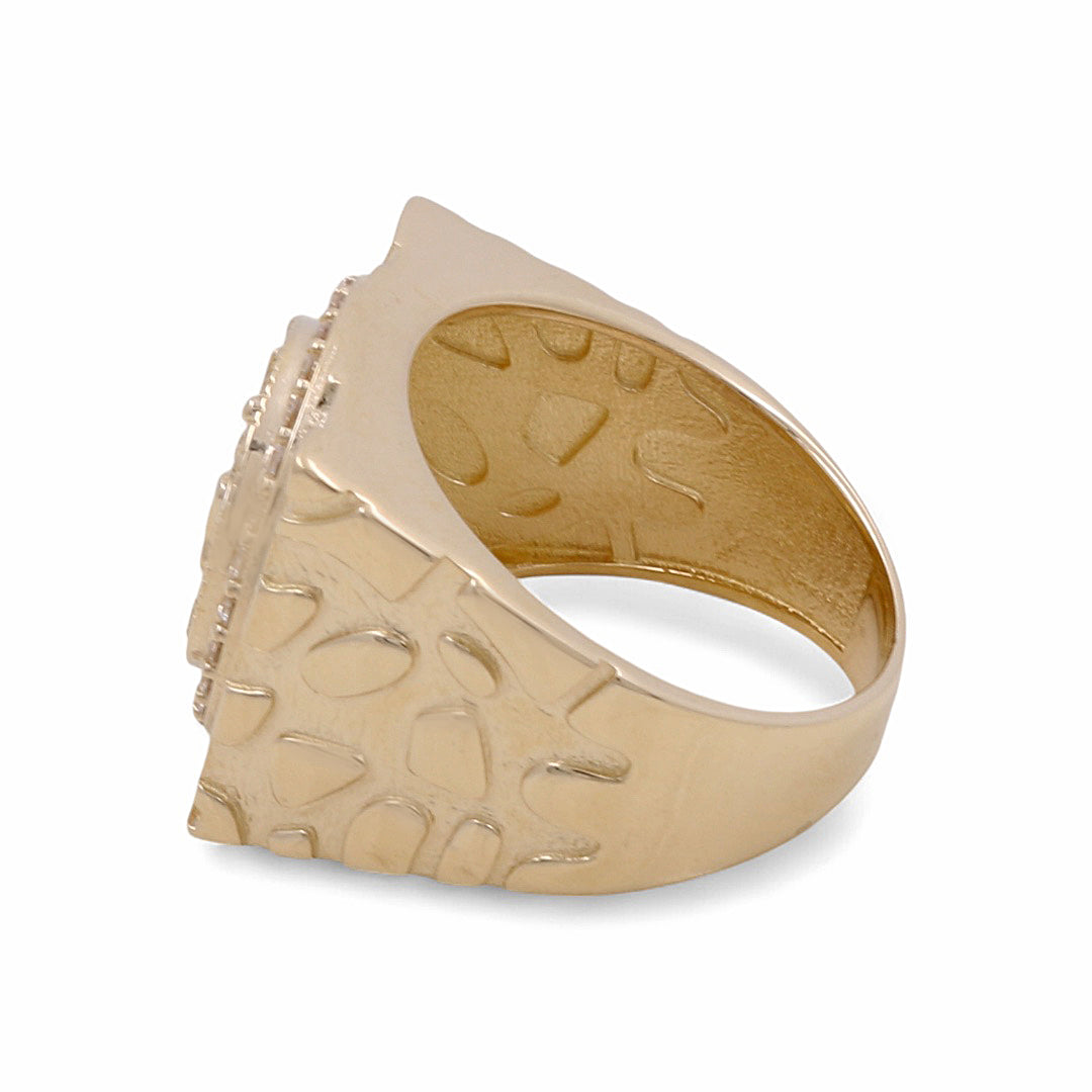 14K Yellow Gold Men’s Fashion Liberty Ring / CZ / Size 10 / Weight: 12.2 GR / COMR4CNT