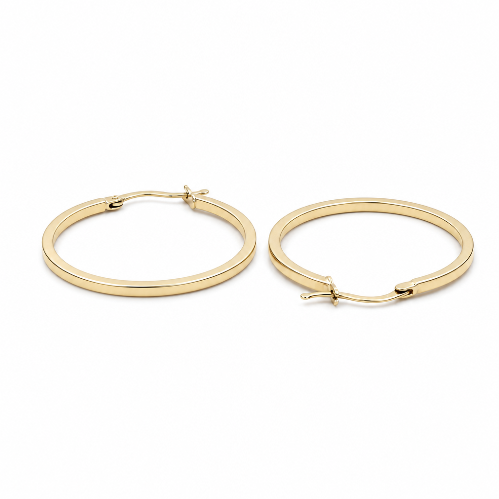10K Yellow Gold Women's Plain Hoops Earring / Size: 1.5mmx23mm / Weight: 2.0 GR / DQEH0PL1.5X23
