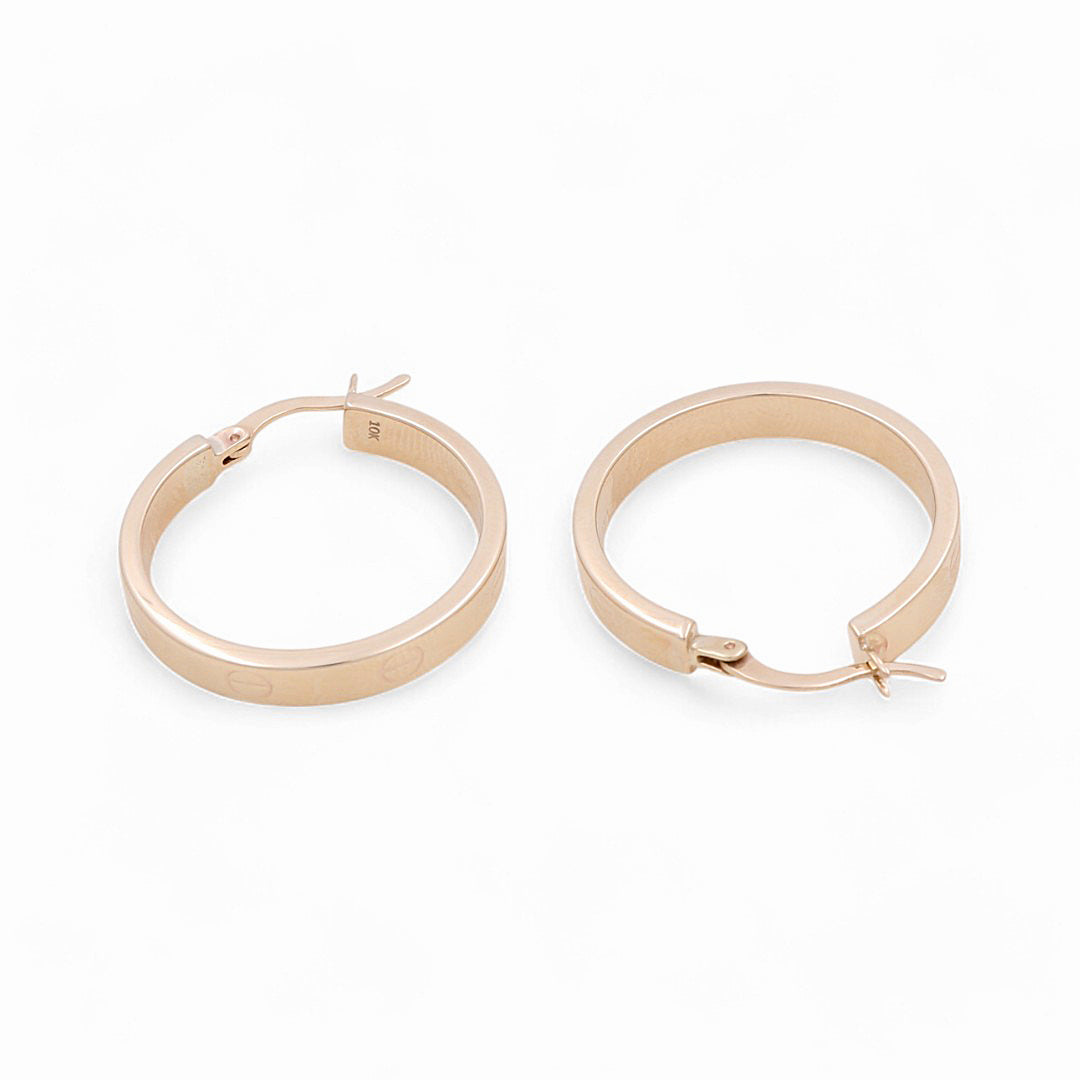 10K Yellow Gold Fashion CT Hoops Earrings / Size:4mm X 22.5mm / Weight: 3.3 GR / KOEH0CT4x22.5
