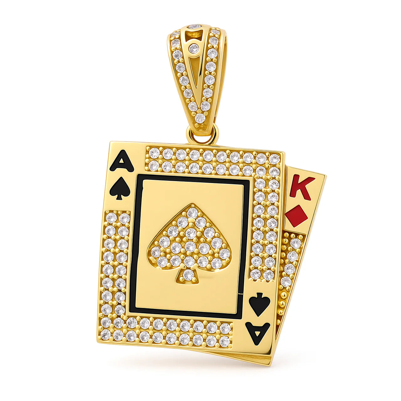 14K Yellow Gold Deck of Cards Pendant with Cz / Weight: 5.1 GR / COPD4DK