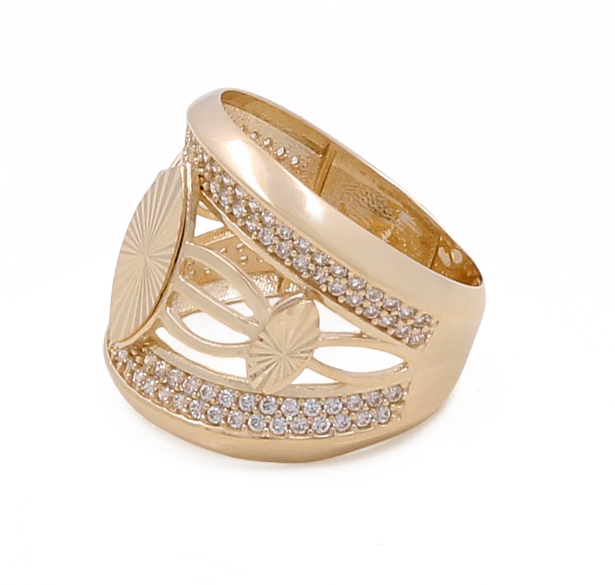 Anillo de moda para mujer en oro amarillo de 14 quilates / CZ / Talla 7 / Peso: 6,3 GR / COWR4FS-89