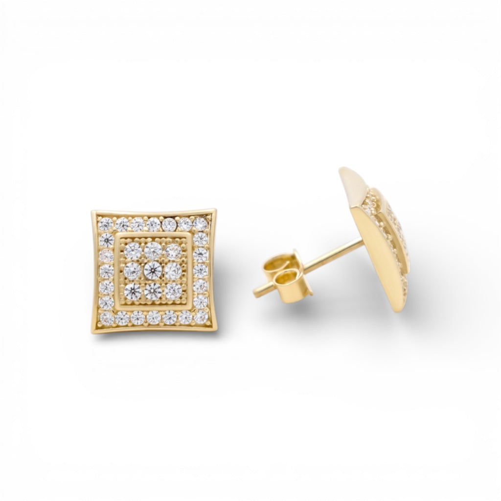 10K Yellow Gold RD Fashion Stud Earrings with Cz / Weight: 2.2 GR