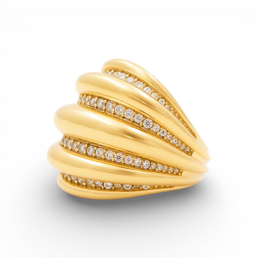 14K Yellow Gold Fashion Women's Ring with Cz / Size: 7.5 / Weight: 8.7 GR / FMR-81