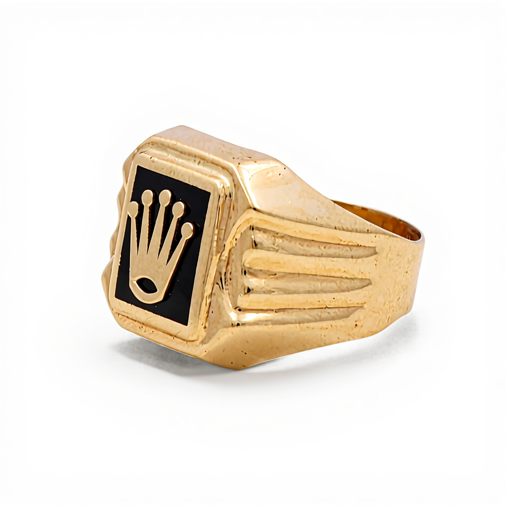 14K Yellow Gold RX Men's Ring with Onyx / Size: 11 / Weight: 5.9 GR / BOMR4RX