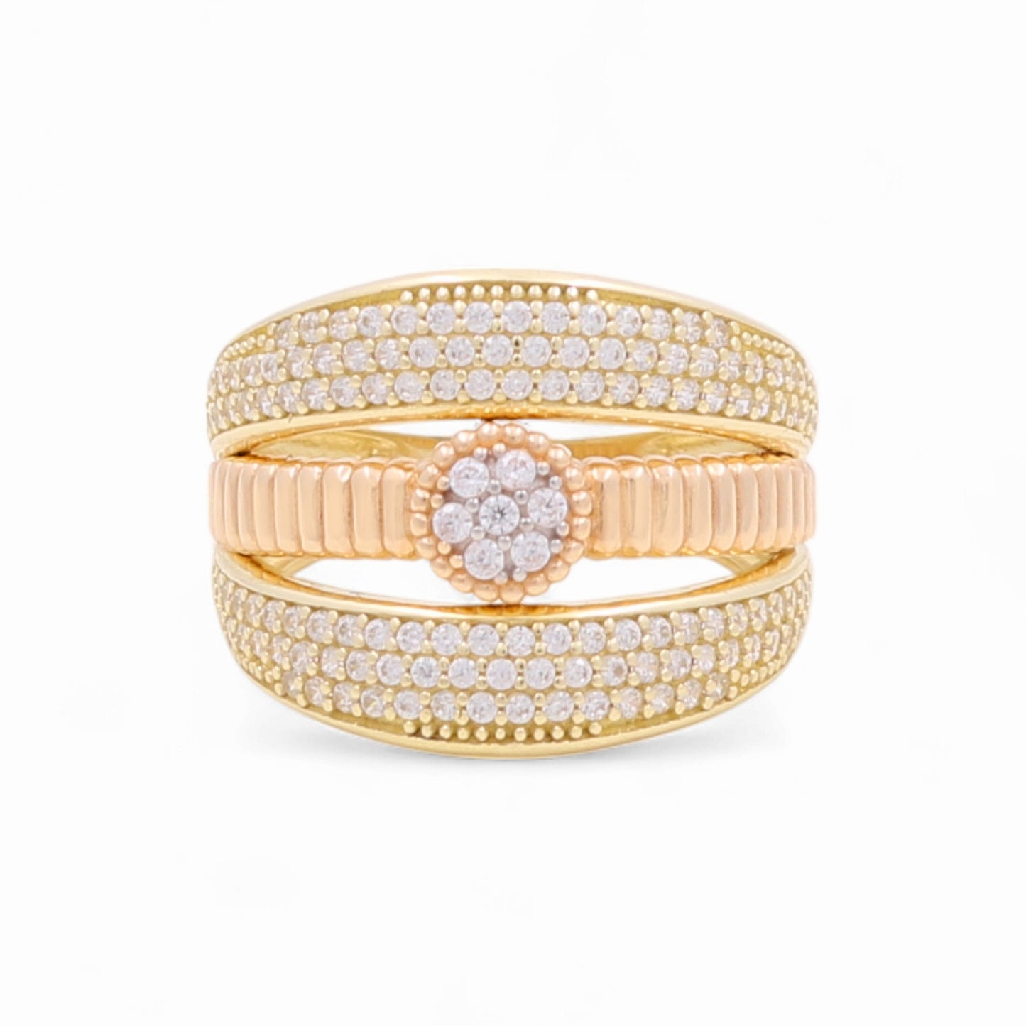 14k Two Tone Fashion Women's Ring with Cz / Weight 4.4 GR / COWRTT4FS-5