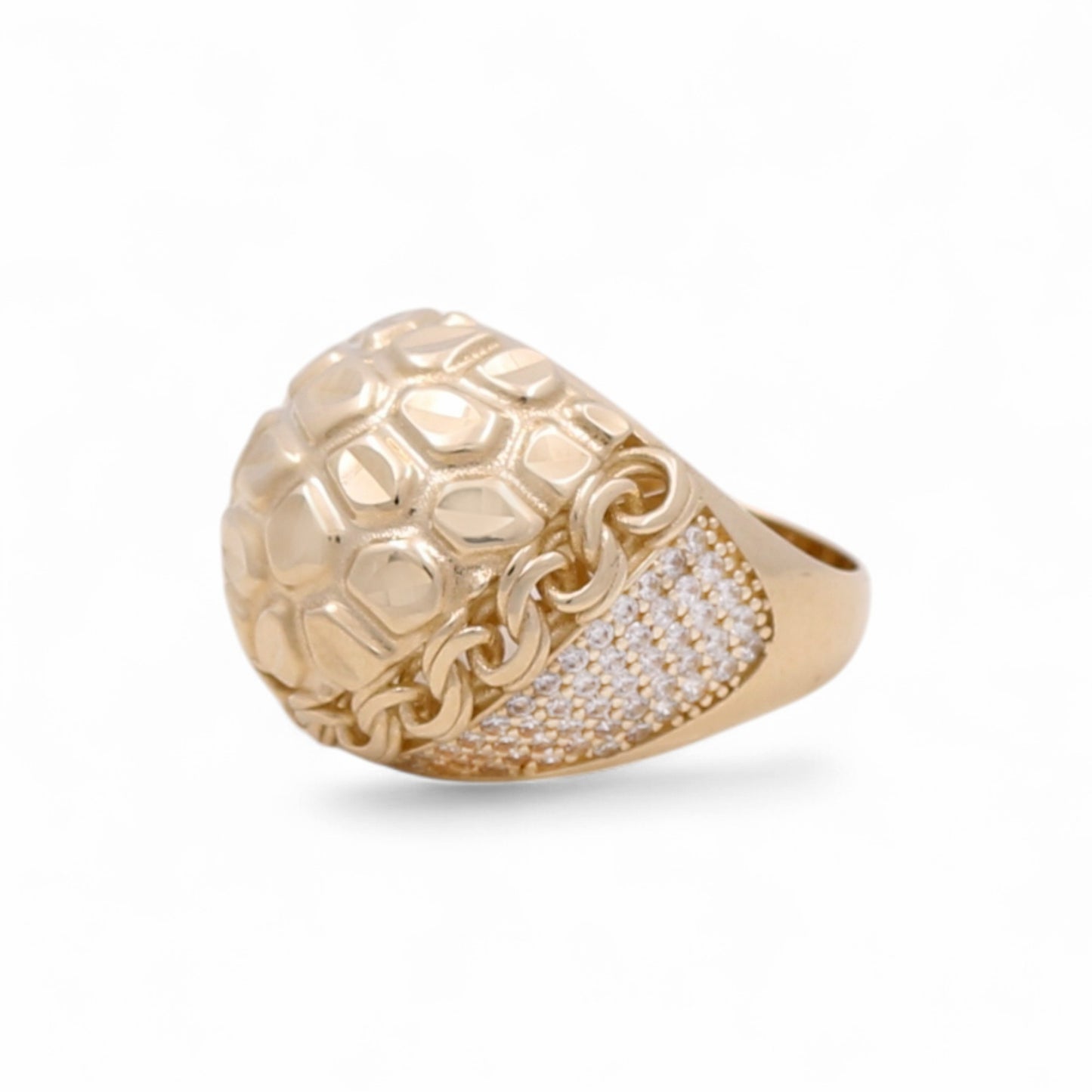 14K Yellow Gold Fashion Round Women's Ring with Cz / Size: 8 / Weight: 6.2 GR / DQWR4FS-96