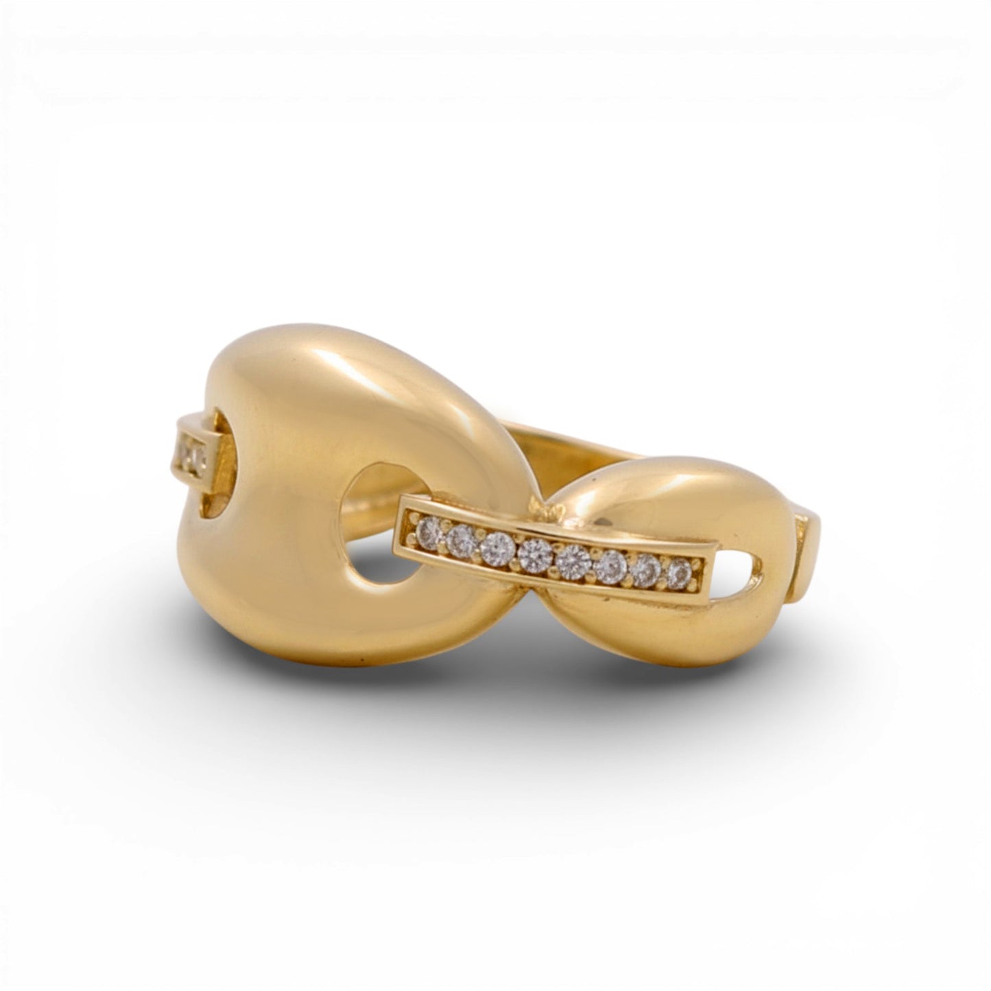 14K Yellow Gold Fashion Women's Ring With Cz / Size: 7.75 / Weight: 3.2 GR