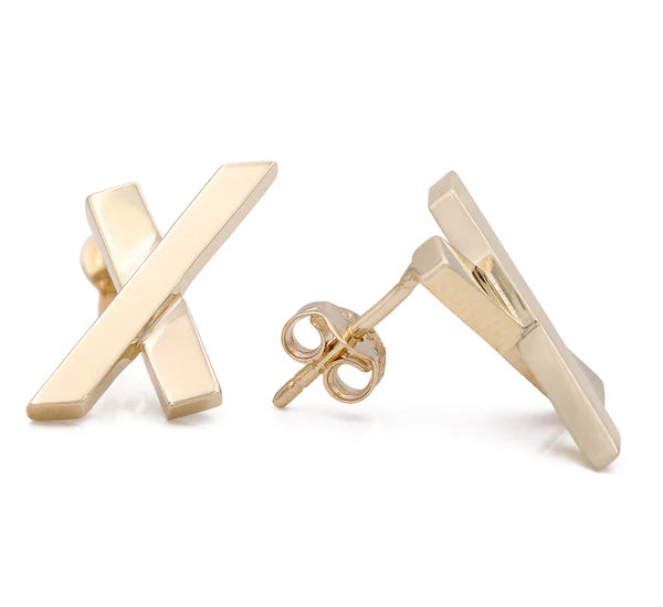 14K Yellow Gold Fashion X Stud Earrings / Weight 2.8gr / COES4FS-2