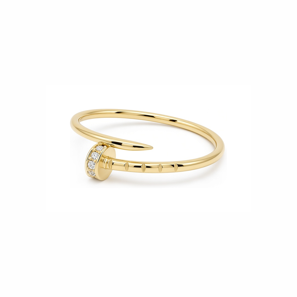 14K Yellow Gold Nail Women's Ring / Stone: Cz / Size: 7 / Weight: 1.3 GR / Y25-1368