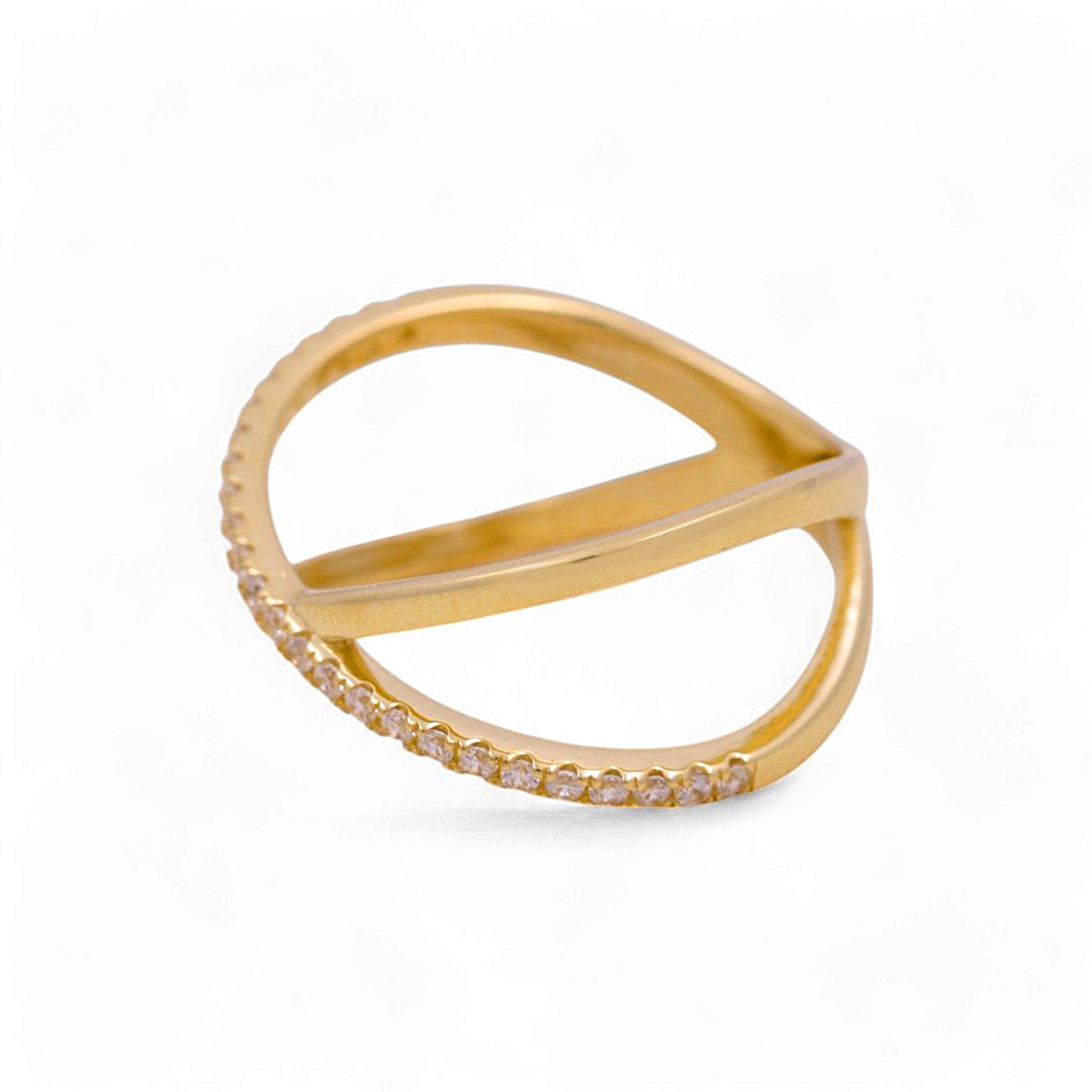 10K Yellow Gold Fashion Women's Ring with Cz / Size: 7 / Weight: 2.3 GR