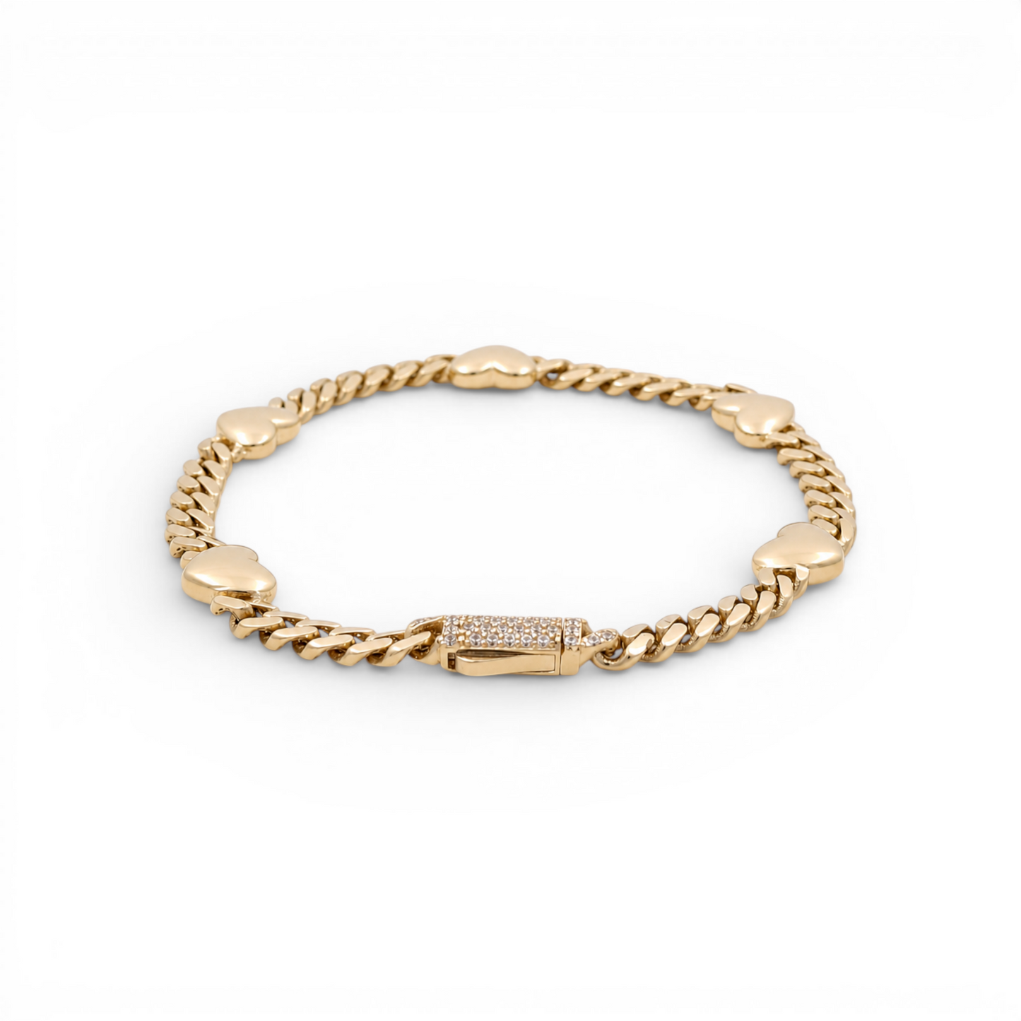 10K TF Yellow Gold Women's Plain Heart Bracelet / Size: 6.5" / Weight: 4.5 GR