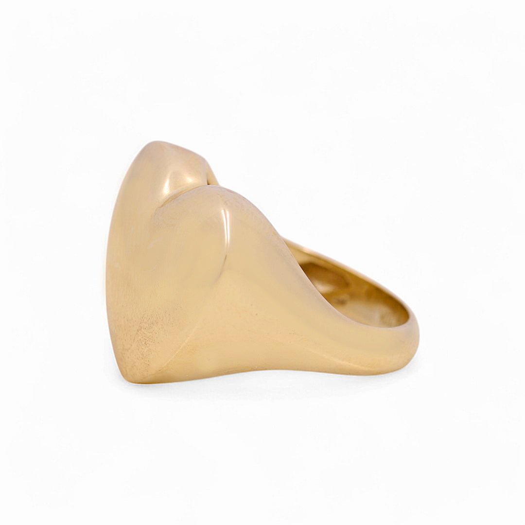 14K Yellow Gold Heart Women's Ring / Size: 7.75 / Weight: 3.4 GR / Y24-883