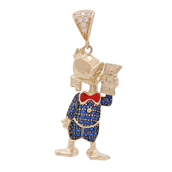 14K Yellow Gold Donald Fashion Pendant With Colors Cz / Weight: 3.5 GR