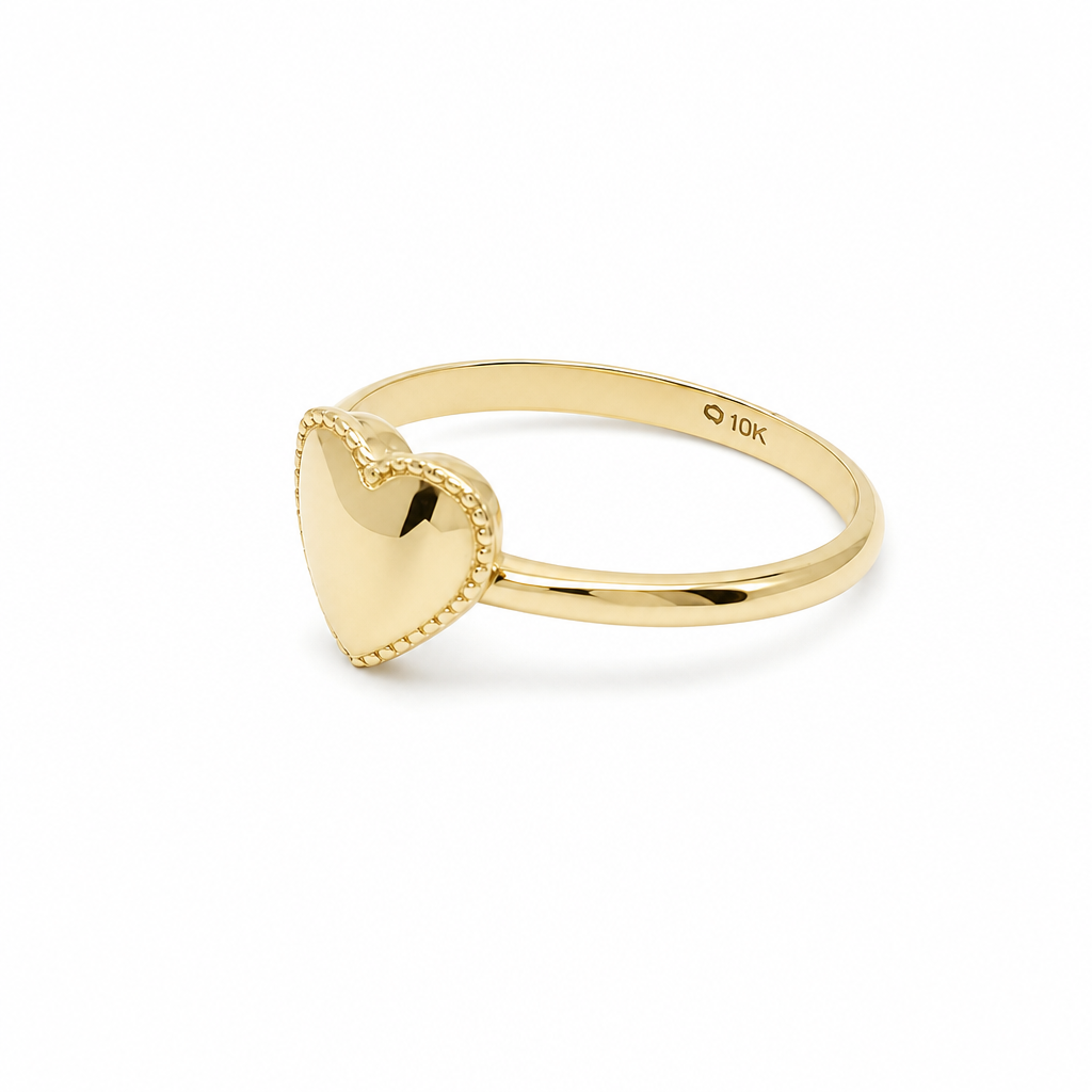 10K Yellow Gold Heart Women's Ring / Size: 8 / Weight: 1.6 GR / DQWR0HR-33