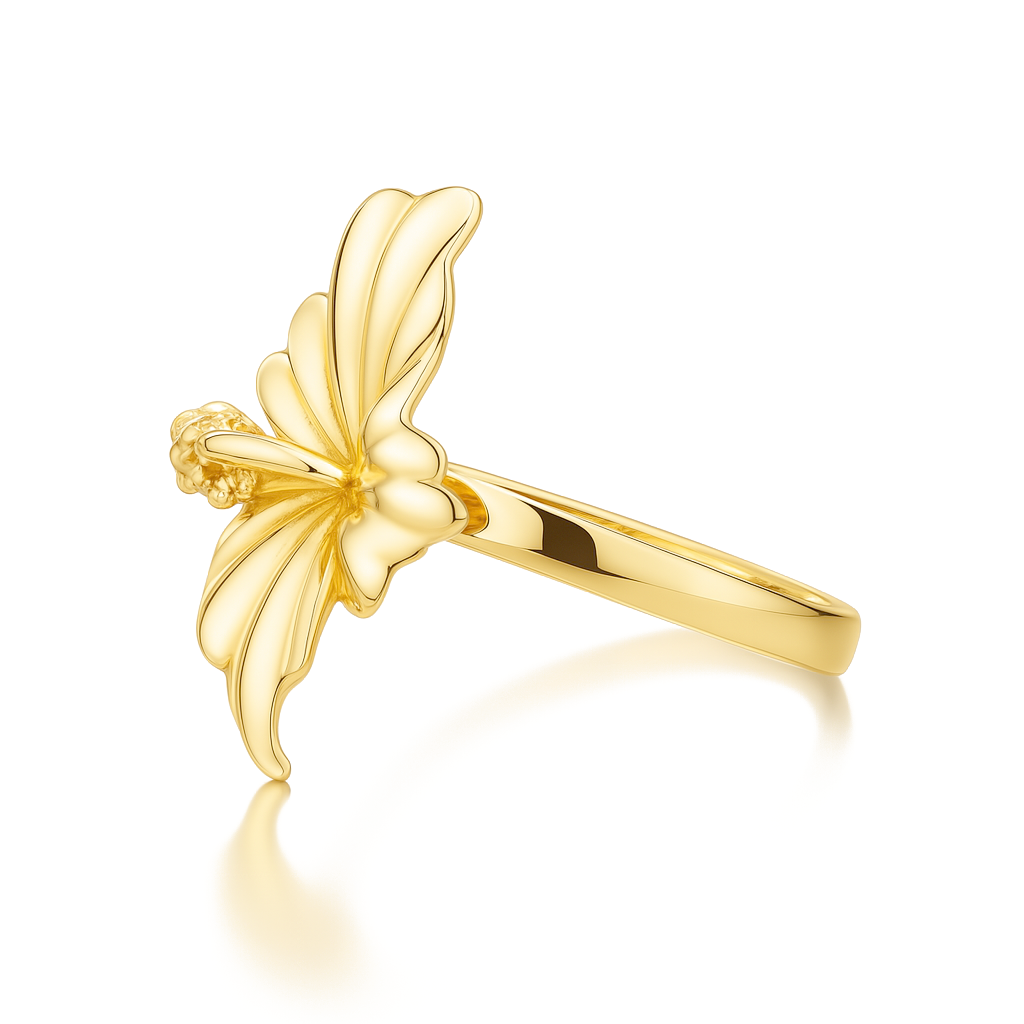 14K Yellow Gold Flower Women's Ring / Size: 8 / Weight: 3.4 GR / DQWR4FL-1