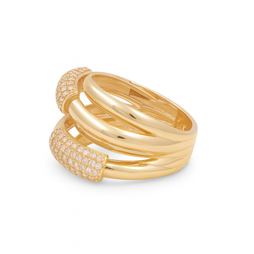 14K Yellow Gold Fashion Women's Ring with White Cz / Size: 8 / Weight: 5 GR / DQWR4FS-10