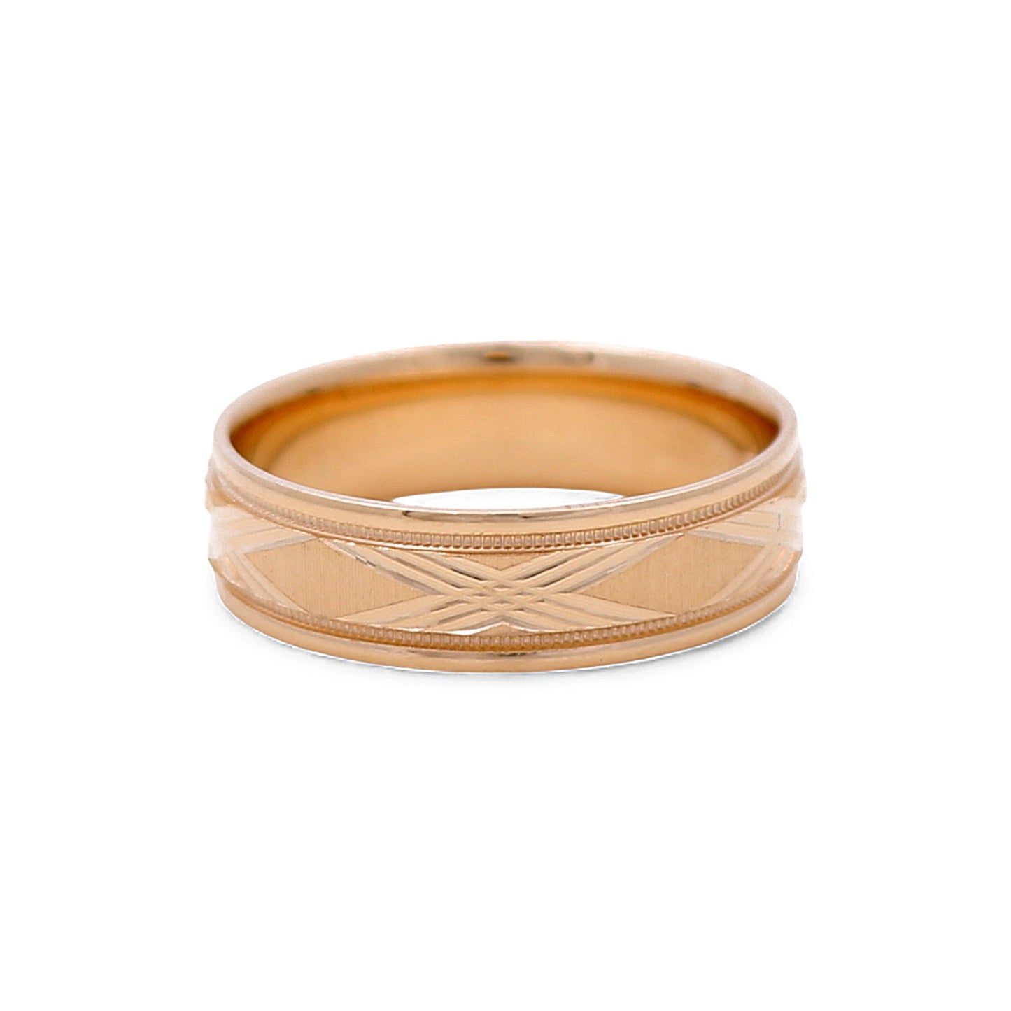 14K Yellow Gold Men’s Wedding Band with Design / Size: 10 / Weight: 5 GR / DEEMWB4DS
