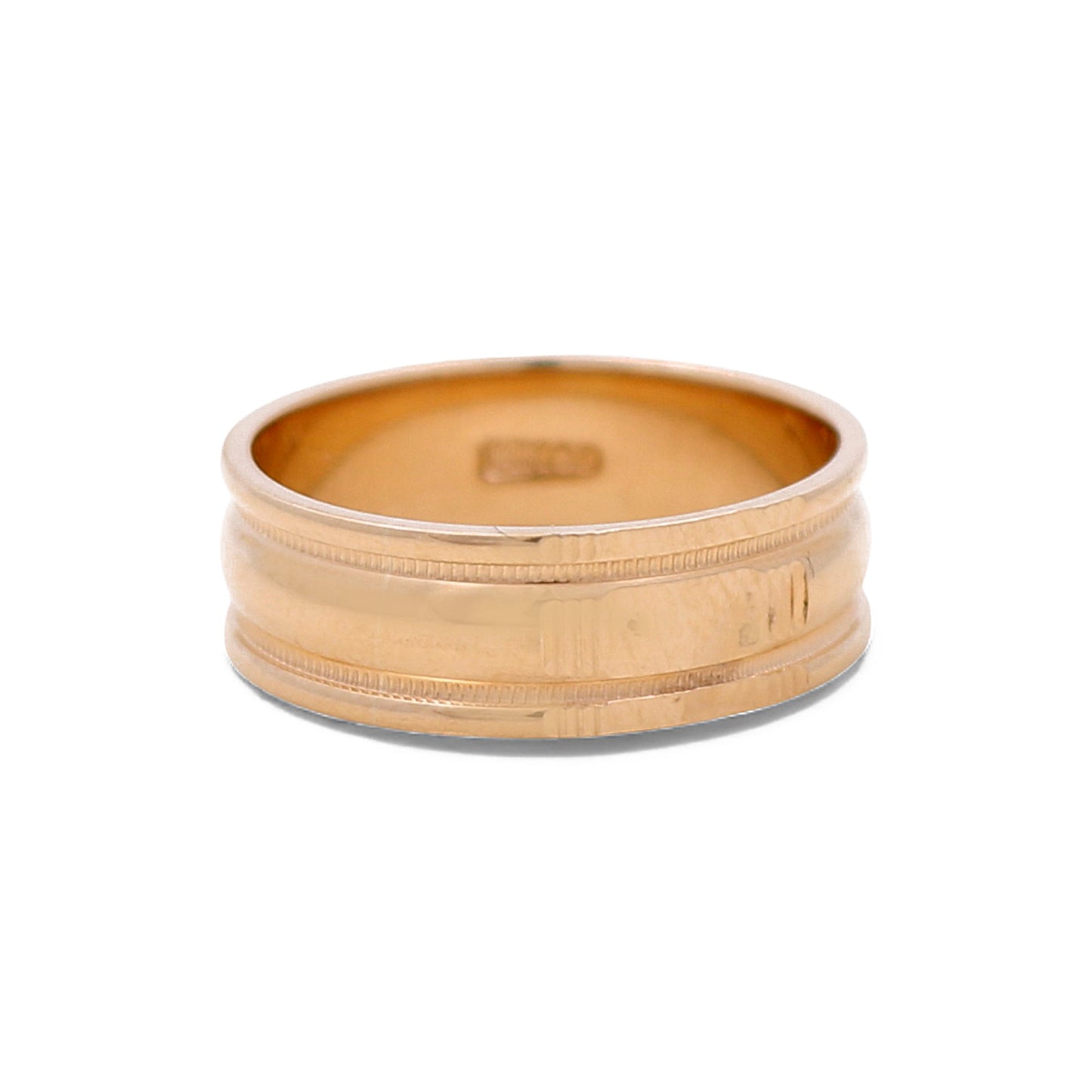 14K Yellow Gold Men’s Wedding Band with Design / Size: 10 / Weight: 5.1 GR / DEEMWB4DS-5