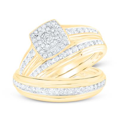 14K Yellow Gold Diamond Trio Set / Size 7 & 10 / Stone: 7/8 Ctw Diamond / 113975